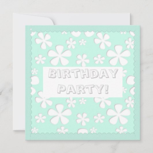 MINT GROENE STROMEN BIRTHDAY PARTIJ INVITATIE KAART (Voorkant)