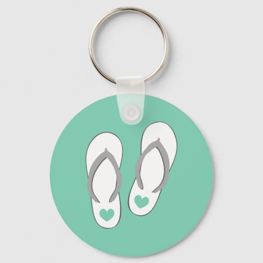 Mint groene teenslippers slippers sleutelhanger (Voorkant)