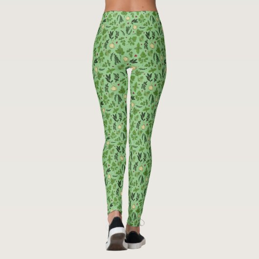Mint Groene Tuin Kruidpatroon Leggings (Achterkant)
