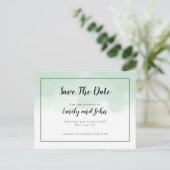 Mint Groene Waterverven Zwart Script De datum opsl Briefkaart (Staand voorkant)