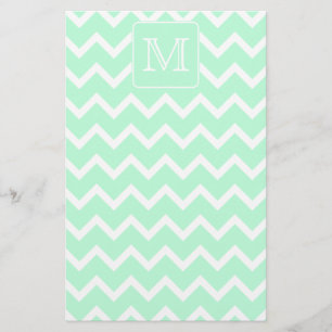 Mint Groene Zigzag met aangepast monogram. Briefpapier