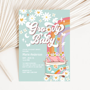 Mint Groovy Daisy Regenboog Hippie Jaren 70 Baby B Kaart