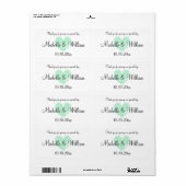 Mint hart gunst bruiloft water fles labels (Full Sheet)