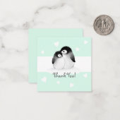 Mint Heart Penguin Merci Carte pour notes (Devant/Arrière en situation)