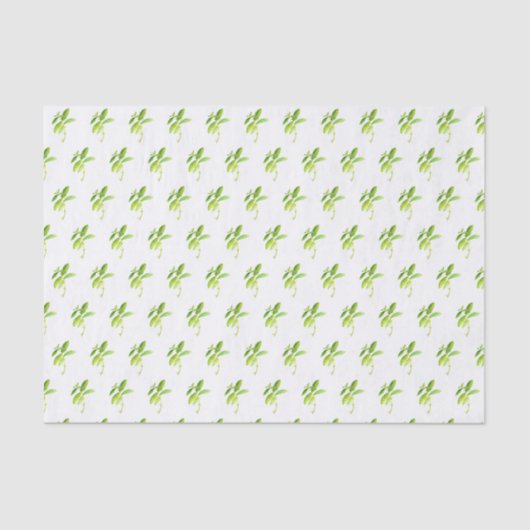 Mint herb Waterverf Greenery Mam Pattern Rustic Tissuepapier (Voorkant)