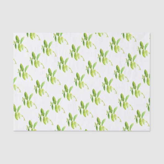 Mint herb Waterverf Greenery Mam Pattern Tissuepapier (Voorkant)