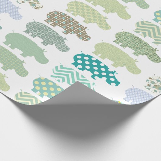 Mint Hippo Matte Wrapping Paper Cadeaupapier (Hoek)