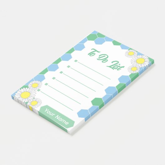 Mint Honeycomb Floral Post-it® Notes (Schuin)