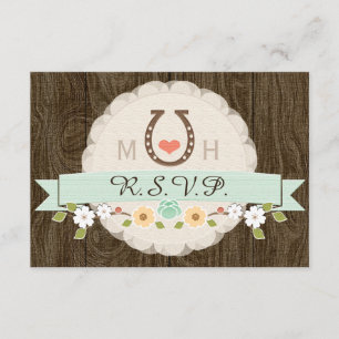 MINT HORSESHOE WESTERN MARIAGE CARTE RSVP