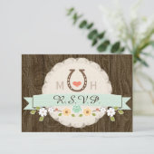 MINT HORSESHOE WESTERN MARIAGE CARTE RSVP (Debout devant)