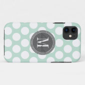 Mint & houtskool | Big Polka Dots Monogramed Case-Mate iPhone Case (Achterkant (horizontaal))