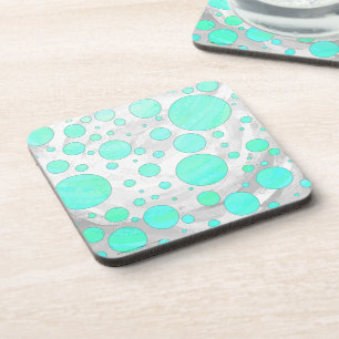 Mint Ice Aqua Blue Polka Dots Bier Onderzetter