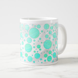 Mint Ice Aqua Blue Polka Dots Extra Grote Mok