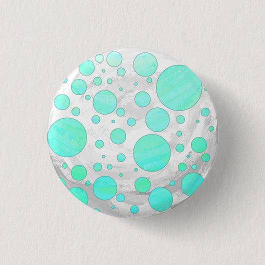 Mint Ice Aqua Blue Polka Dots Ronde Button 3,2 Cm (Voorkant)