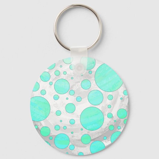 Mint Ice Aqua Blue Polka Dots Sleutelhanger (Voorkant)