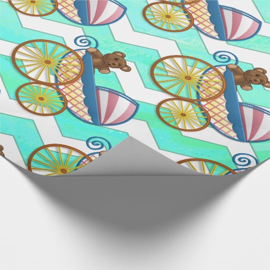 Mint Ice Blue Chevron Patteryn Baby Cadeaupapier (Hoek)