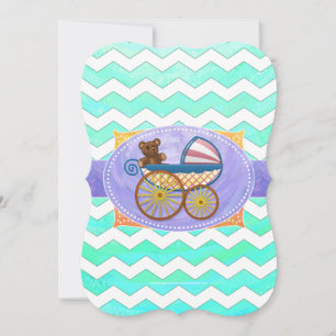 Mint Ice Blue Chevron Patteryn Baby Kaart