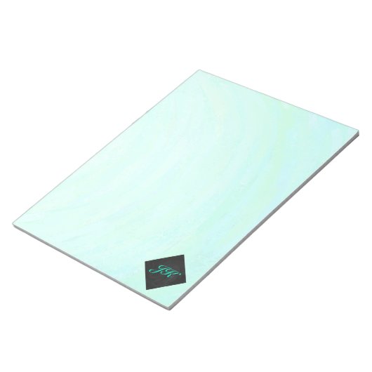 Mint Ice Blue en Black Monogram Notitieblok (Schuin)