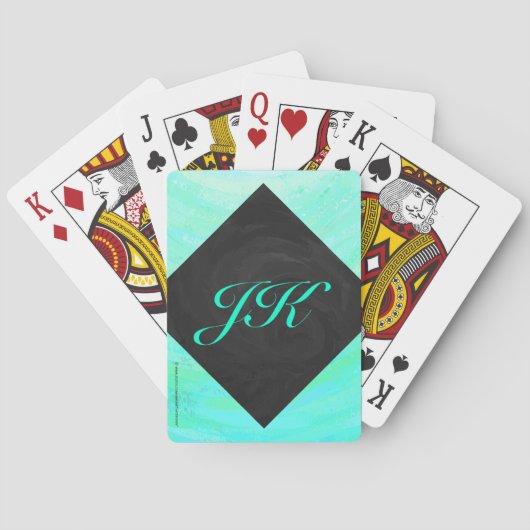 Mint Ice Blue en Black Monogram Pokerkaarten (Achterkant)