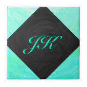Mint Ice Blue en Black Monogram Tegeltje (Voorkant)