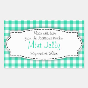 Mint Jelly groene gingham voedsellabel sticker