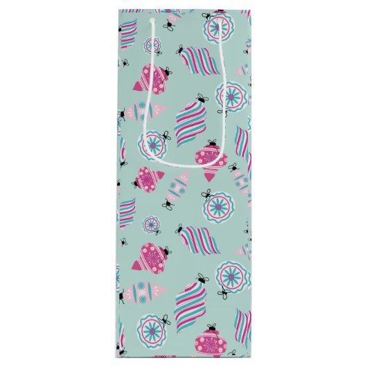 Mint Jolly Baubles Wine Gift Bag Wijn Cadeautas (Voorkant)