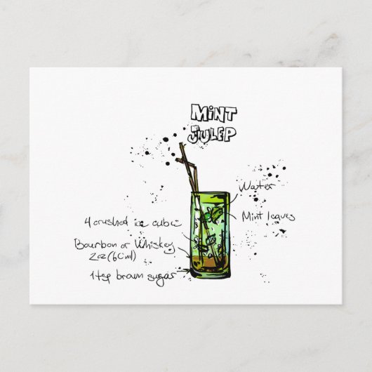 Mint Julep Cocktail Recipe Briefkaart (Voorkant)