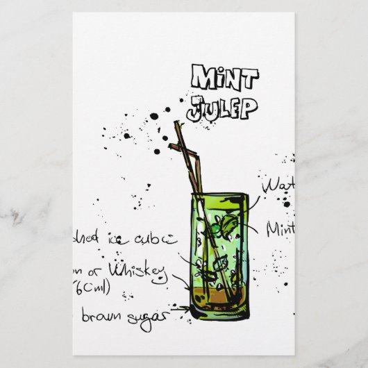 Mint Julep Cocktail Recipe Briefpapier (Voorkant)