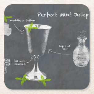 Mint Julep Cocktail Vierkante Kartonnen Onderzetter