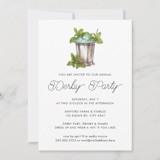 Mint Julep Horse Race Derby Day Party Kaart (Voorkant)