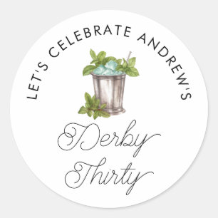 Mint Julep Paardenrace Derby Dertig Verjaardag Ronde Sticker
