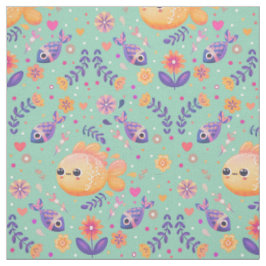Mint Kawaii Goldfish Zee Tuinpatroon Stof