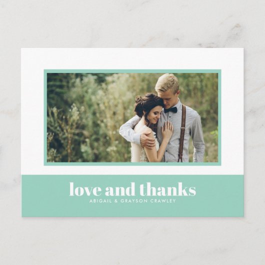 Mint Kleurenblok Foto Dank u Briefkaart (Voorkant)