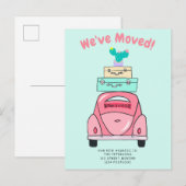 Mint koffer auto illustratie bewegende aankondigin aankondigingskaart (Voorkant / Achterkant)