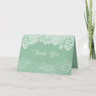 Mint Lace Bruiloft - Dank je Bedankkaart