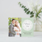 Mint Lace Doily bruiloft dank u Briefkaart (Staand voorkant)