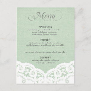 Mint Lace Doily Bruiloft Menu