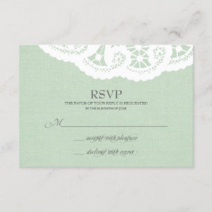 Mint Lace Doily Bruiloft RSVP