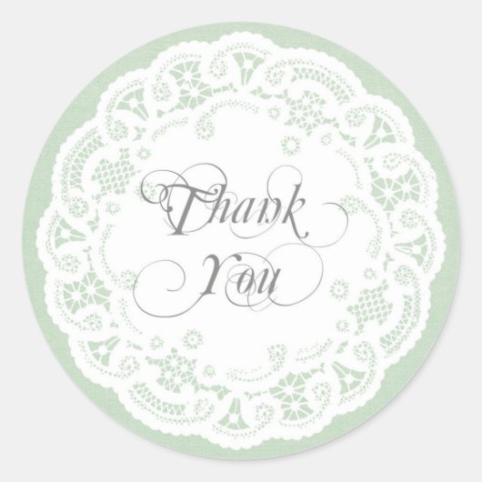 Mint Lace Doily Dank u Stickers (Voorkant)