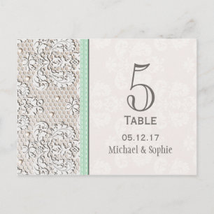 Mint Lace Trouwtafel Nummer Kaart