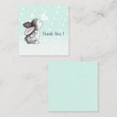 Mint lapin coeur confetti merci cartes de notes (Devant / Derrière)