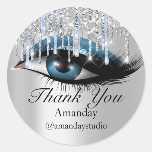 Mint Lashes Extension Makeup Artist Silver Blue Ronde Sticker (Voorkant)