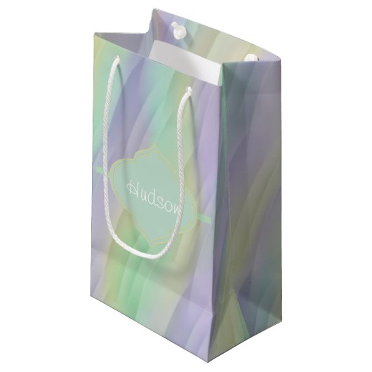 Mint Lavender Yellow Monogram Klein Cadeauzakje (Voorkant Gekanteld)