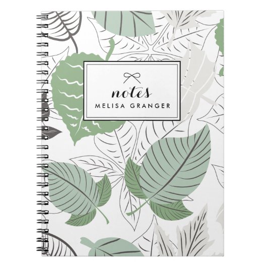 Mint Leaves Pattern Gepersonaliseerd Notitieboek (Voorkant)