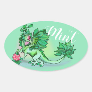 Mint ~ lil' kruid tuin draak ovale sticker