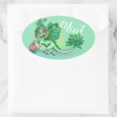 Mint ~ lil' kruid tuin draak ovale sticker (Tas)