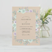 Mint Lilac Bruiloft Kaart (Staand voorkant)