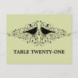 Mint Love Bird Swirls Table Number Briefkaart