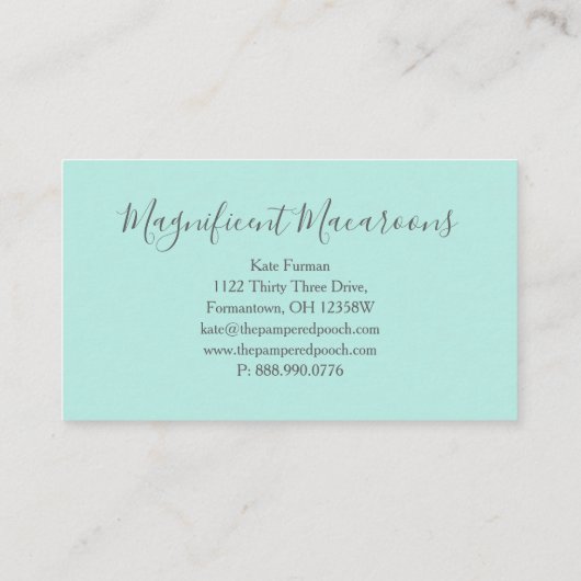 Mint Macaroon Boulangerie Delicate Carte de visite (Dos)