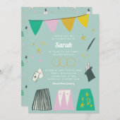 Mint Magic Show Bar Bat Mitzvah Uitnodiging (Voorkant / Achterkant)